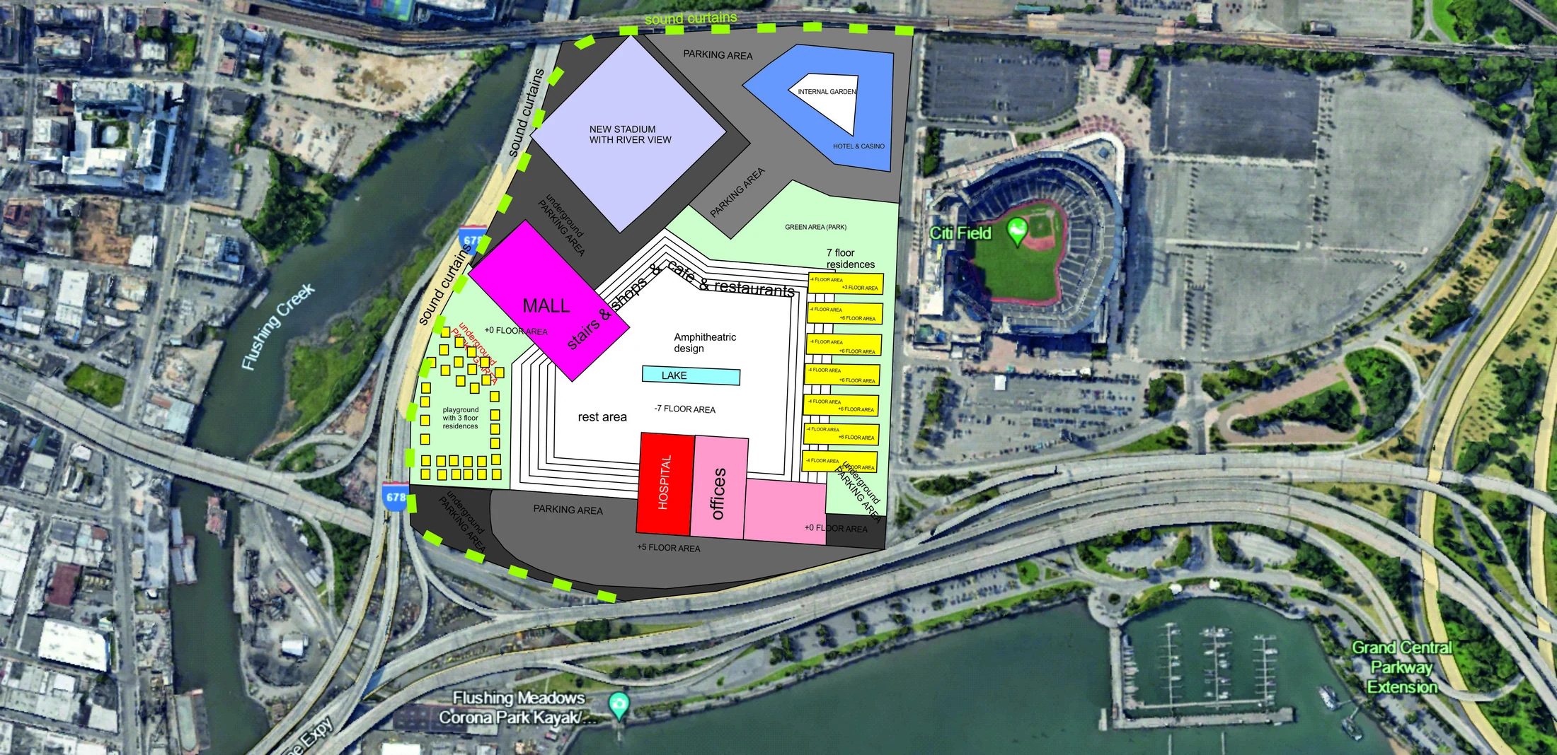 Πρωτότυπο διάγραμμα χρήσεων Willets Point από την LP Development